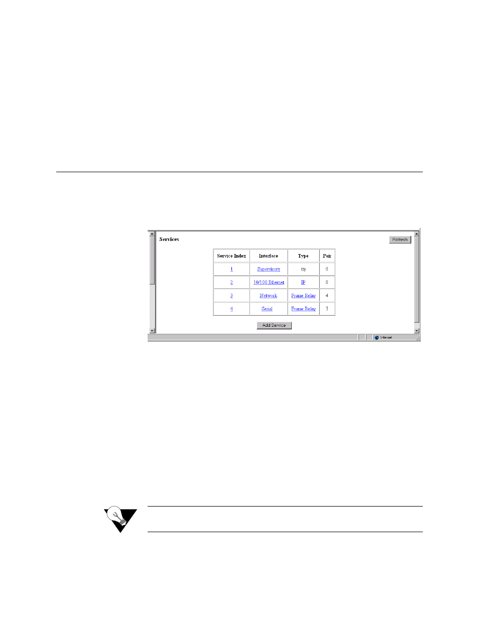 Dtr alarm control and status table, Services screen, Adding a service | Dtr alarm control and status table -13, Services screen -13, Adding a service -13 | Verilink WANsuite 5330 (34-00302.F) Product Manual User Manual | Page 41 / 135