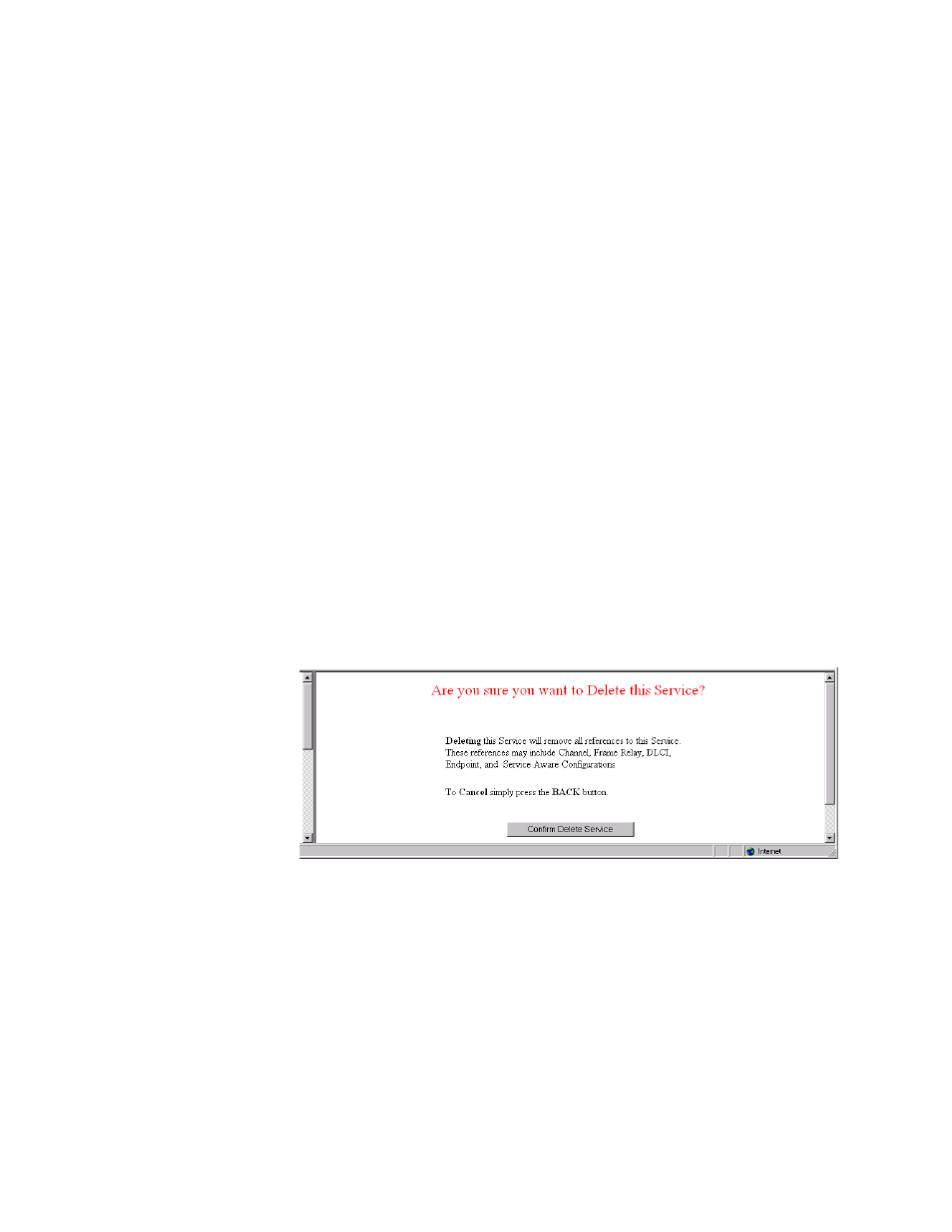 Interface details button, Type details button, Delete service button | Tdm screens, Channel table details screen, Tdm screens -15, Channel table details screen -15 | Verilink WANsuite 5330 (34-00302.F) Product Manual User Manual | Page 43 / 135