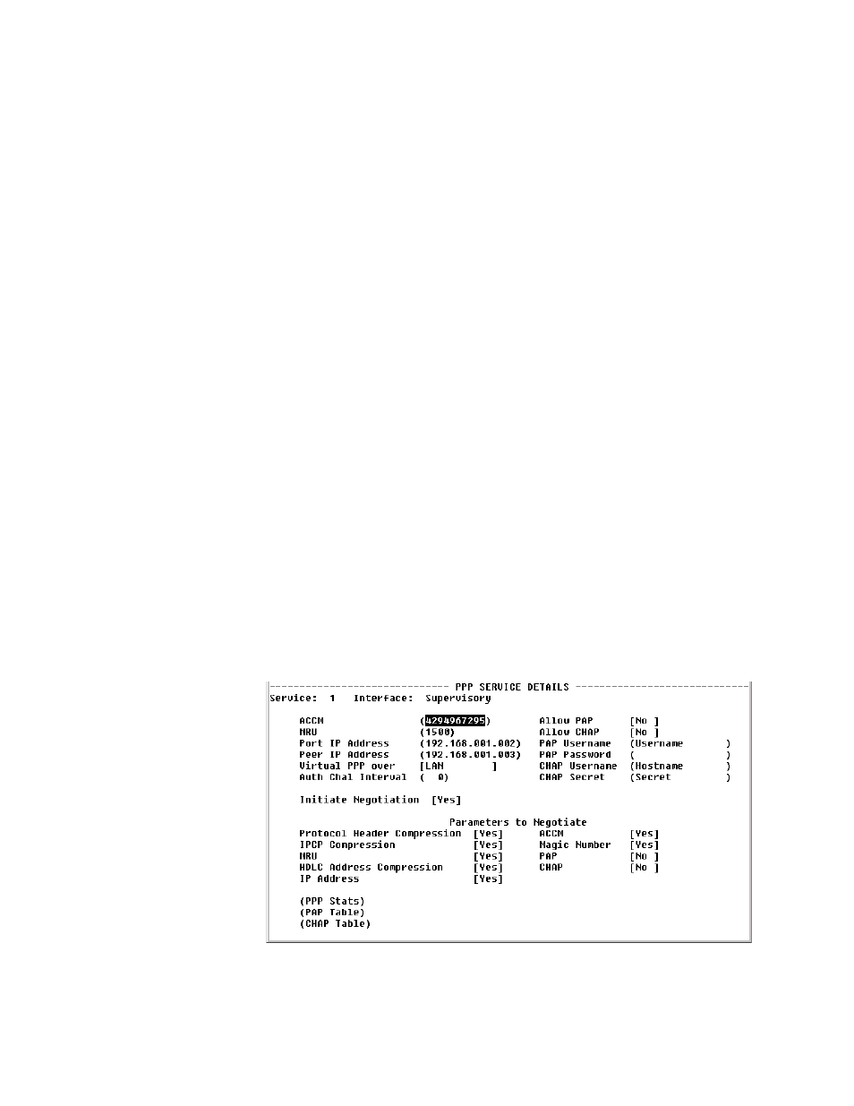 Ppp service details screen, Receive 4-21 throughput (bits/sec) 4-21, Ppp service details screen -21 | Verilink WANsuite 5330 (34-00302.F) Product Manual User Manual | Page 99 / 135