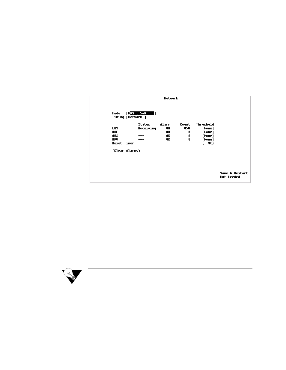 Network config screen, Error status and alarm thresholds table, Network config screen -7 | Error status and alarm thresholds table -7 | Verilink WANsuite 5370 (34-00310.D) Product Manual User Manual | Page 123 / 235