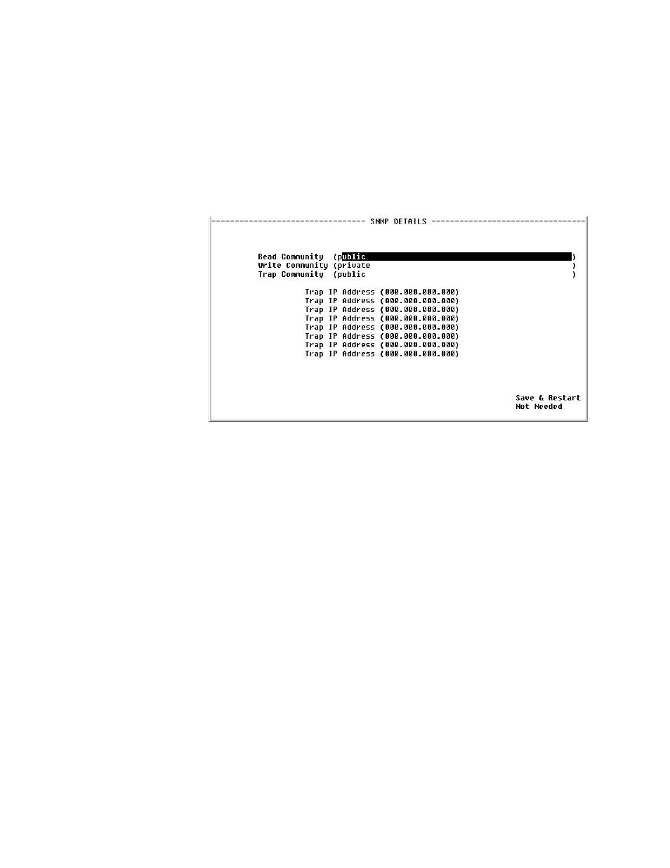 Snmp details screen, Diagnostics screen, Snmp details screen -44 diagnostics screen -44 | Verilink WANsuite 5370 (34-00310.D) Product Manual User Manual | Page 160 / 235