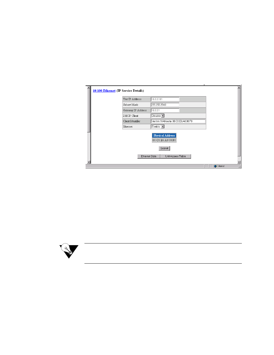 10/100 ethernet (ip service details) screen, 10/100 ethernet (ip service details) screen -11 | Verilink WANsuite 5370 (34-00310.D) Product Manual User Manual | Page 41 / 235