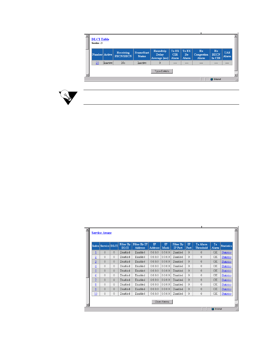 Service aware screen, Service aware screen -42 | Verilink WANsuite 5370 (34-00310.D) Product Manual User Manual | Page 72 / 235