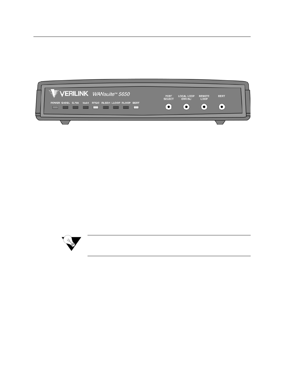 Front panel, Front panel buttons, Port select button | Front panel -3, Front panel buttons -3, Port select button -3 | Verilink WANsuite 5650 (34-00314.E) Product Manual User Manual | Page 15 / 68