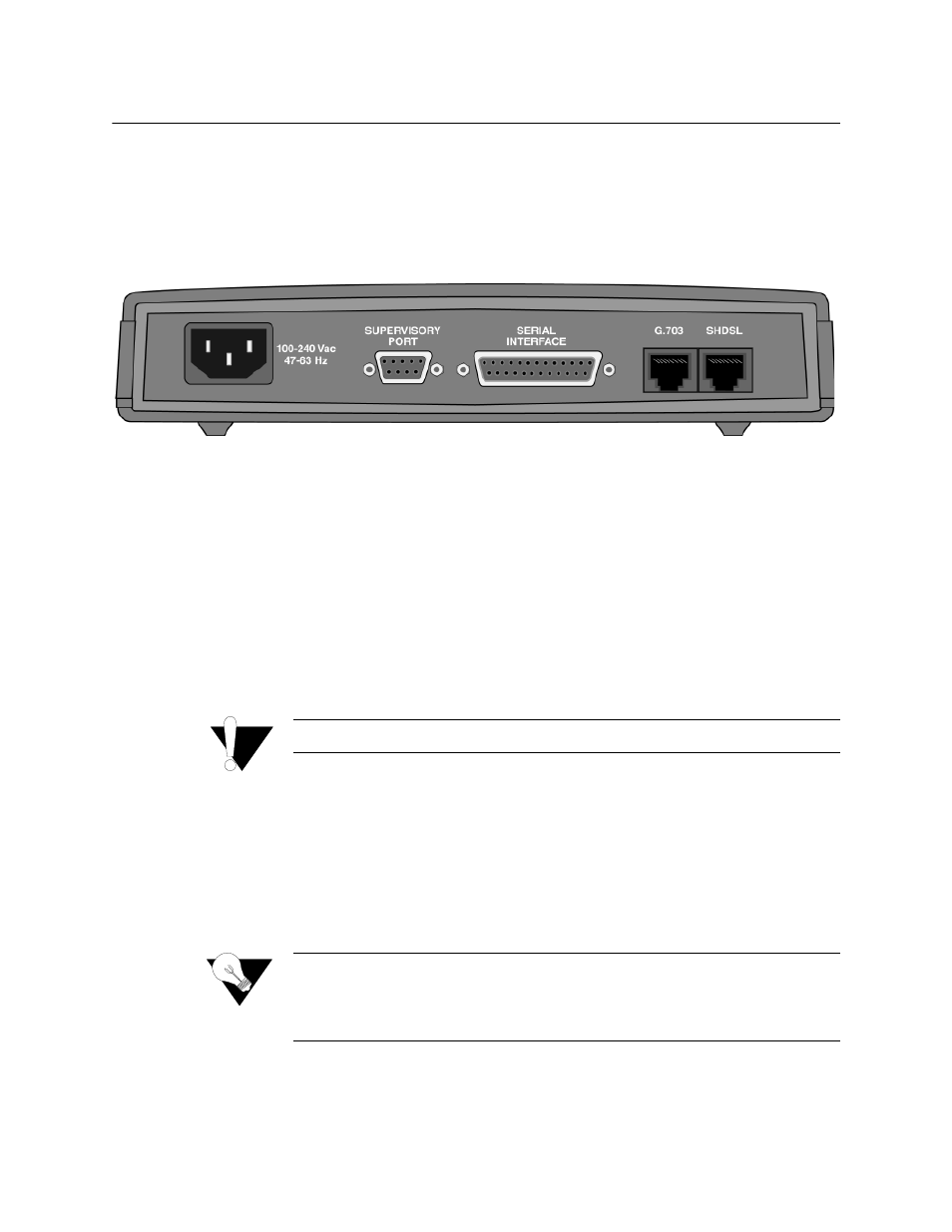 Rear panel connections, Power connection, Power failure | Rear panel connections -6, Power connection -6, Power failure -6 | Verilink WANsuite 5650 (34-00314.E) Product Manual User Manual | Page 18 / 68