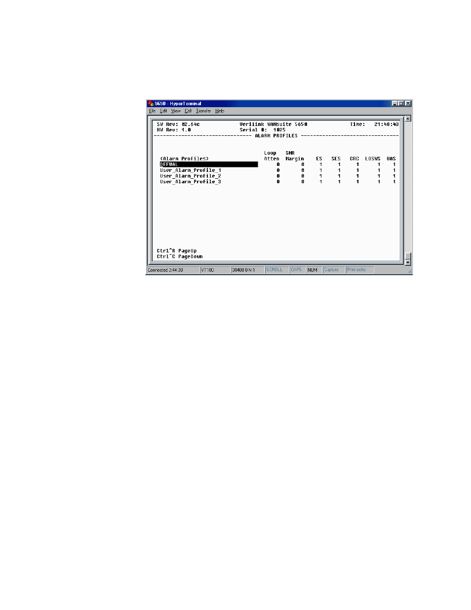 Alarm profiles screen, Alarm profiles screen -12 | Verilink WANsuite 5650 (34-00314.E) Product Manual User Manual | Page 34 / 68