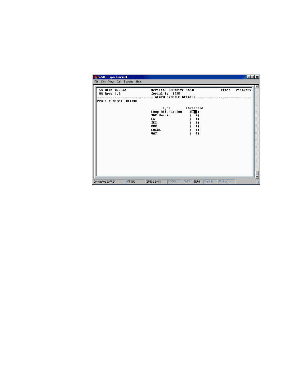 Alarm profile details screen, Alarm profile details screen -13 | Verilink WANsuite 5650 (34-00314.E) Product Manual User Manual | Page 35 / 68