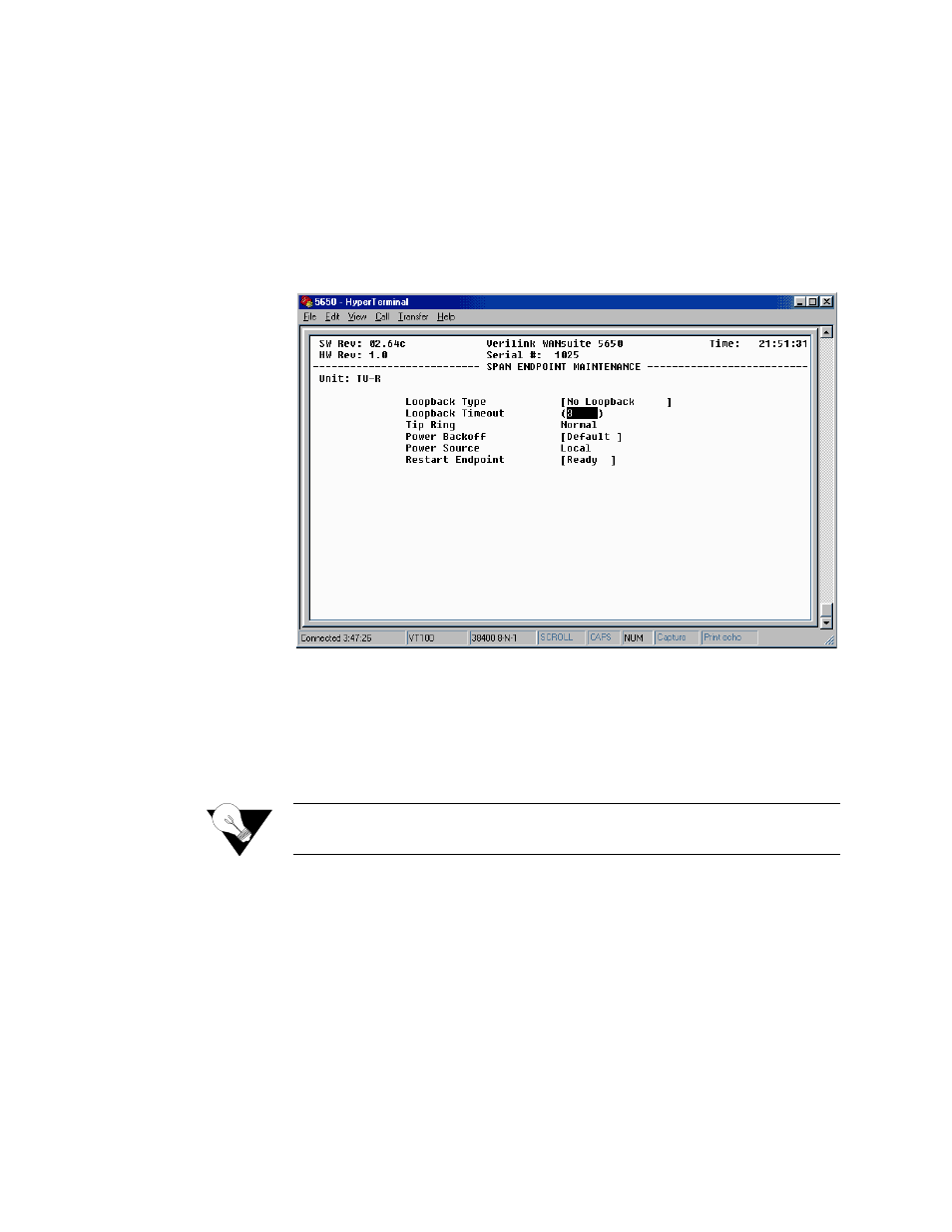 Span endpoint maintenance screen, Span endpoint maintenance screen -16 | Verilink WANsuite 5650 (34-00314.E) Product Manual User Manual | Page 38 / 68