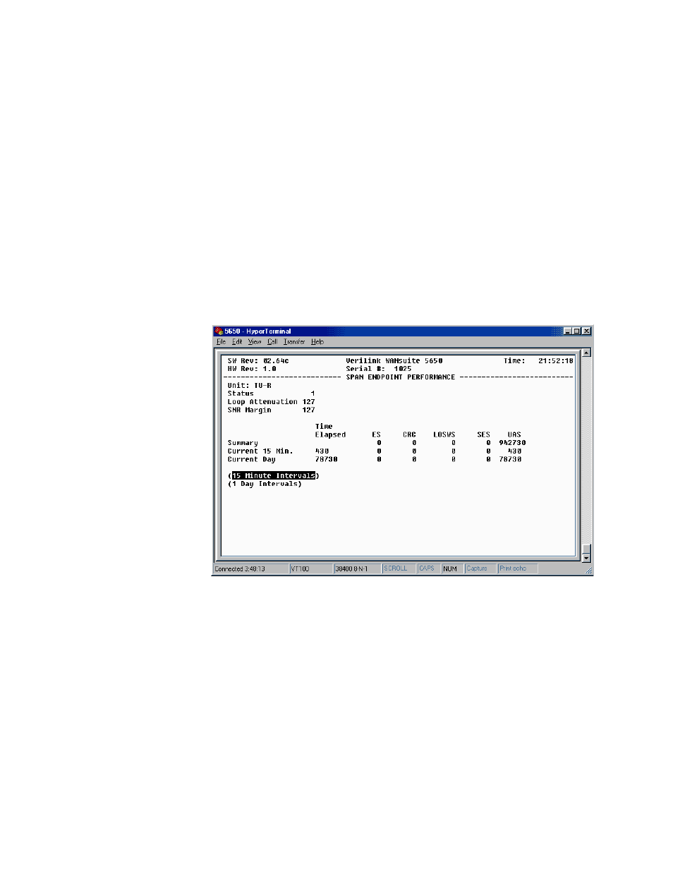 Span endpoint performance screen, Span endpoint performance screen -17, Figure 3.14 | Verilink WANsuite 5650 (34-00314.E) Product Manual User Manual | Page 39 / 68