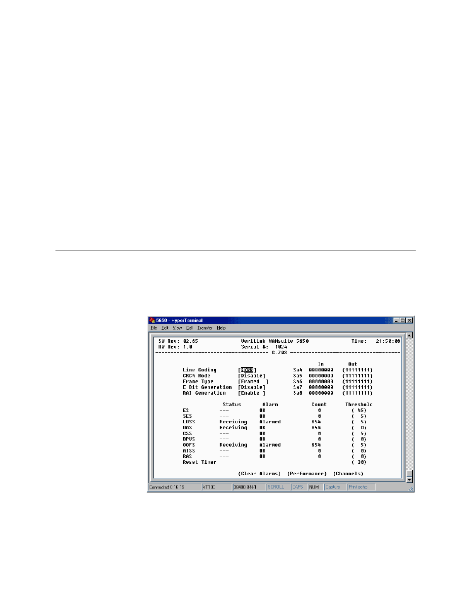 Minute and 1-day intervals screens, G.703 screen, Minute and 1-day intervals screens -18 | G.703 screen -18 | Verilink WANsuite 5650 (34-00314.E) Product Manual User Manual | Page 40 / 68