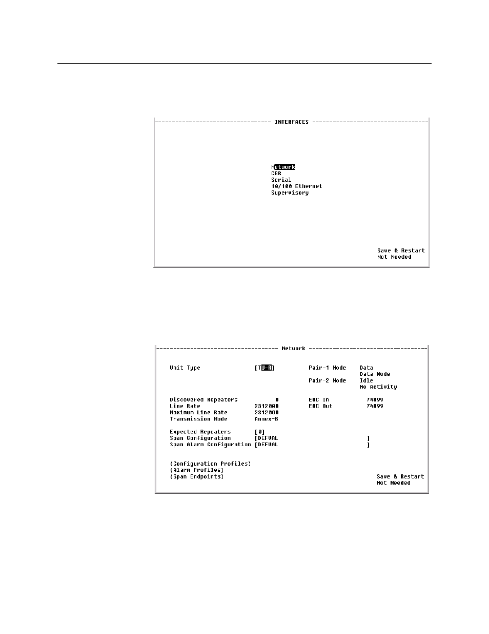 Interfaces, Network, Interfaces -7 | Network -7 | Verilink WANsuite 6450 (34-00326) Product Manual User Manual | Page 115 / 205