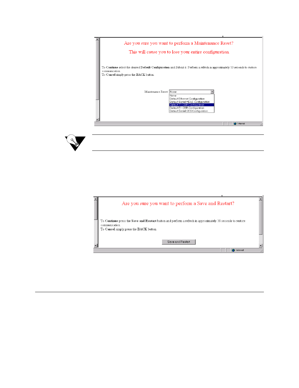 Save and restart, Interfaces, Network | Save and restart -5, Interfaces -5, Network -5 | Verilink WANsuite 6450 (34-00326) Product Manual User Manual | Page 33 / 205