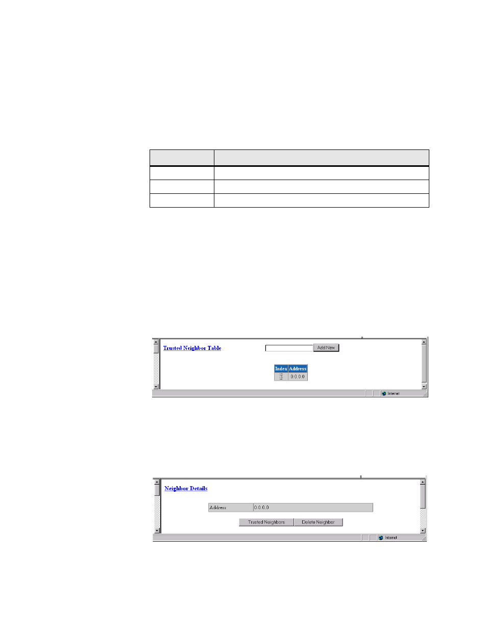Trusted neighbor table screen, Trusted neighbor table screen -71 | Verilink WANsuite 7105 (34-00316.C) Product Manual User Manual | Page 103 / 255