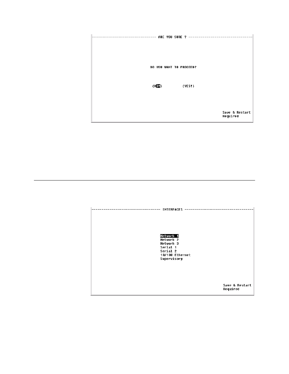 Save and restart, Interfaces screen, Save and restart -6 | Interfaces screen -6 | Verilink WANsuite 7105 (34-00316.C) Product Manual User Manual | Page 140 / 255