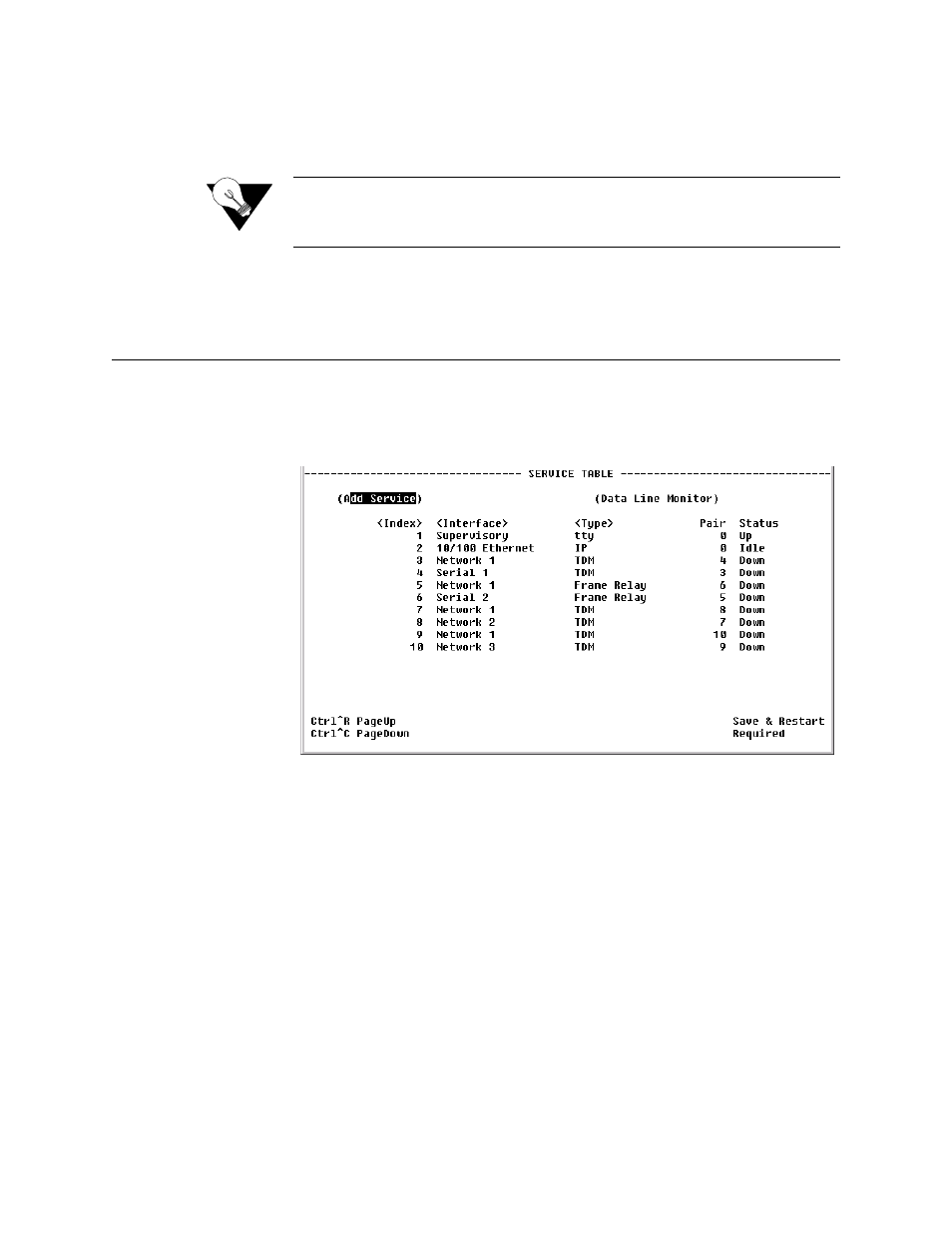 Service table screen, Service table screen -22 | Verilink WANsuite 7105 (34-00316.C) Product Manual User Manual | Page 156 / 255