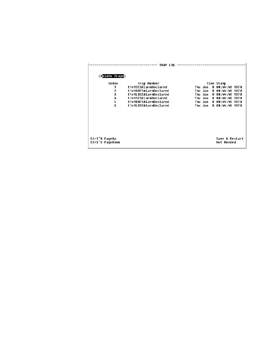 Trap log screen, Ip gateway, Ip gateway screen | Trap log screen -52, Ip gateway -52, Ip gateway screen -52 | Verilink WANsuite 7105 (34-00316.C) Product Manual User Manual | Page 186 / 255