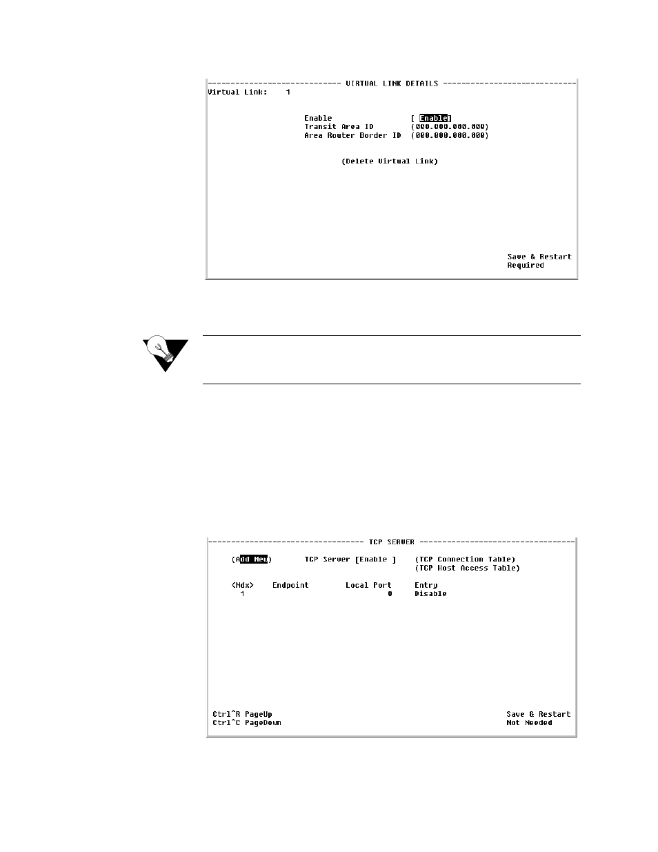 Tcp server, Tcp server screen, Tcp server -65 | Tcp server screen -65 | Verilink WANsuite 7105 (34-00316.C) Product Manual User Manual | Page 199 / 255