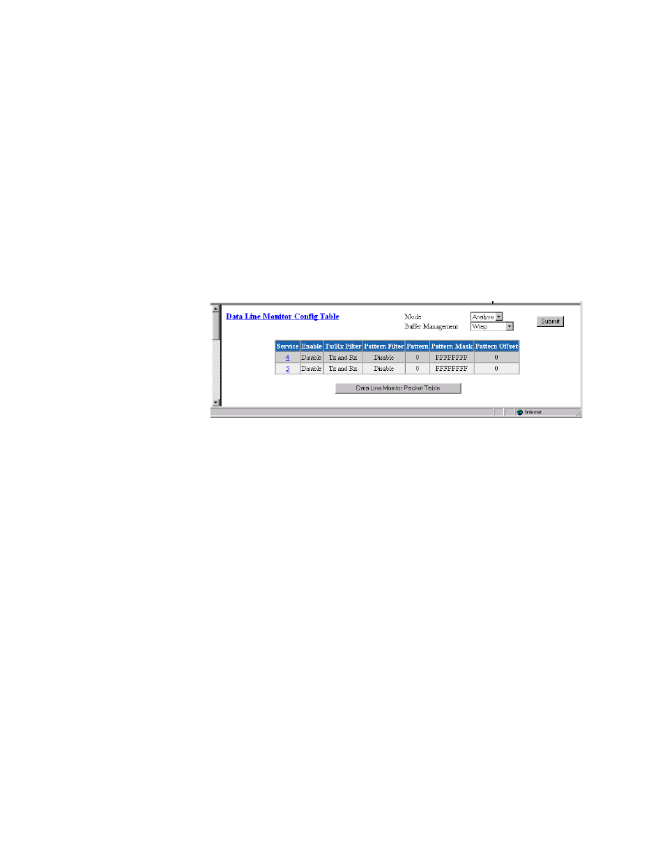 Data line monitor configuration table, Data line monitor configuration table -23 | Verilink WANsuite 7105 (34-00316.C) Product Manual User Manual | Page 55 / 255