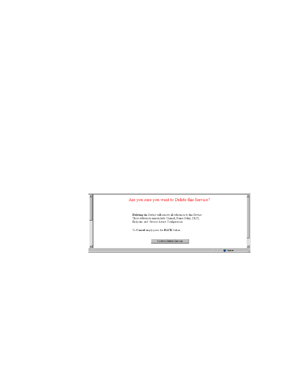 Interface details button, Type details button, Delete service button | Ds0 monitor details screen, Ds0 monitor details screen -26 | Verilink WANsuite 7105 (34-00316.C) Product Manual User Manual | Page 58 / 255