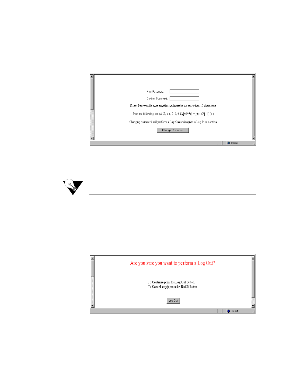 Password, Log out, Password -90 log out -90 | Verilink WANsuite 7205 (34-00317.B) Product Manual User Manual | Page 120 / 221