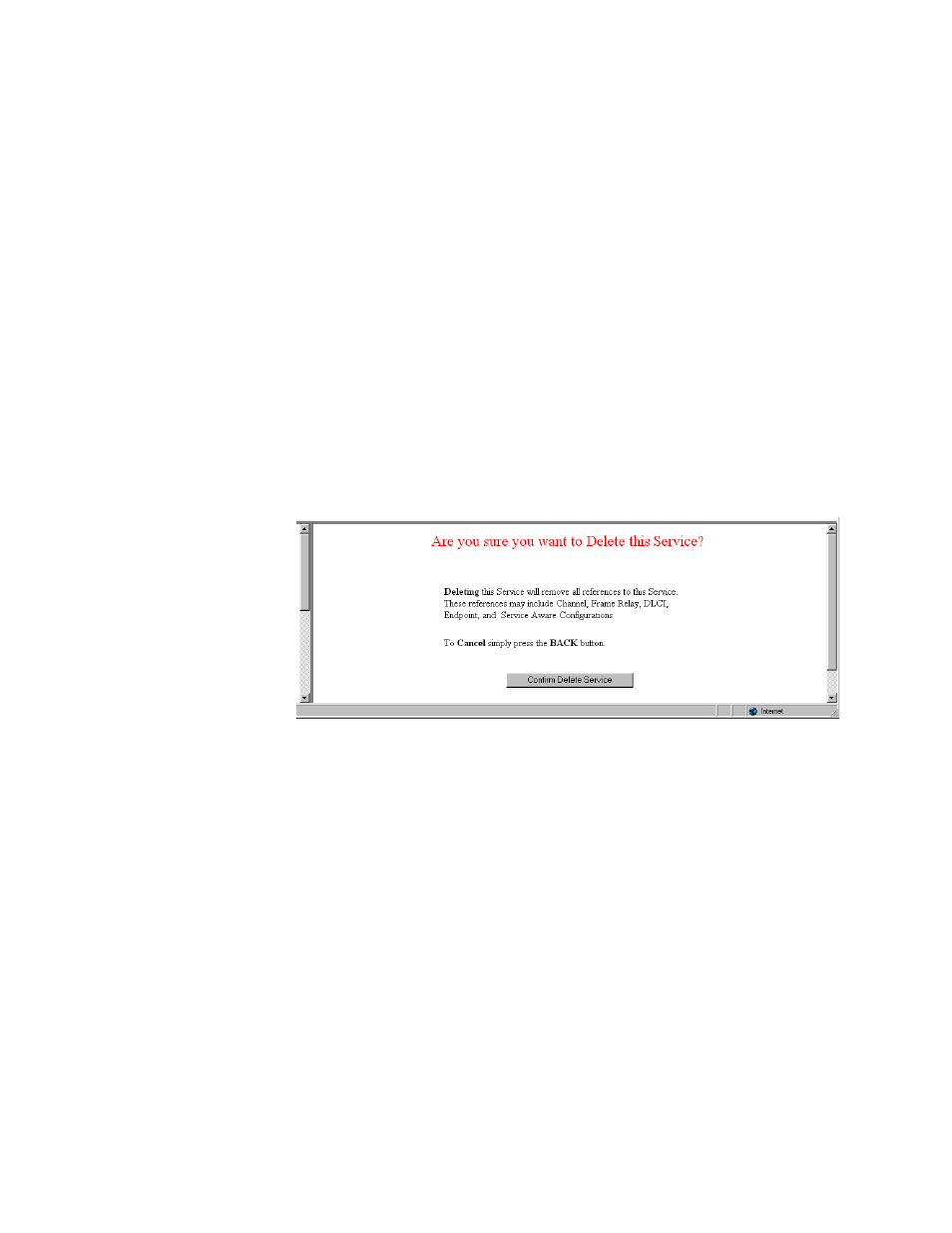 Type details button, Delete service button, Ds0 monitor details screen | Type details button -19 delete service button -19, Ds0 monitor details screen -19 | Verilink WANsuite 7205 (34-00317.B) Product Manual User Manual | Page 49 / 221