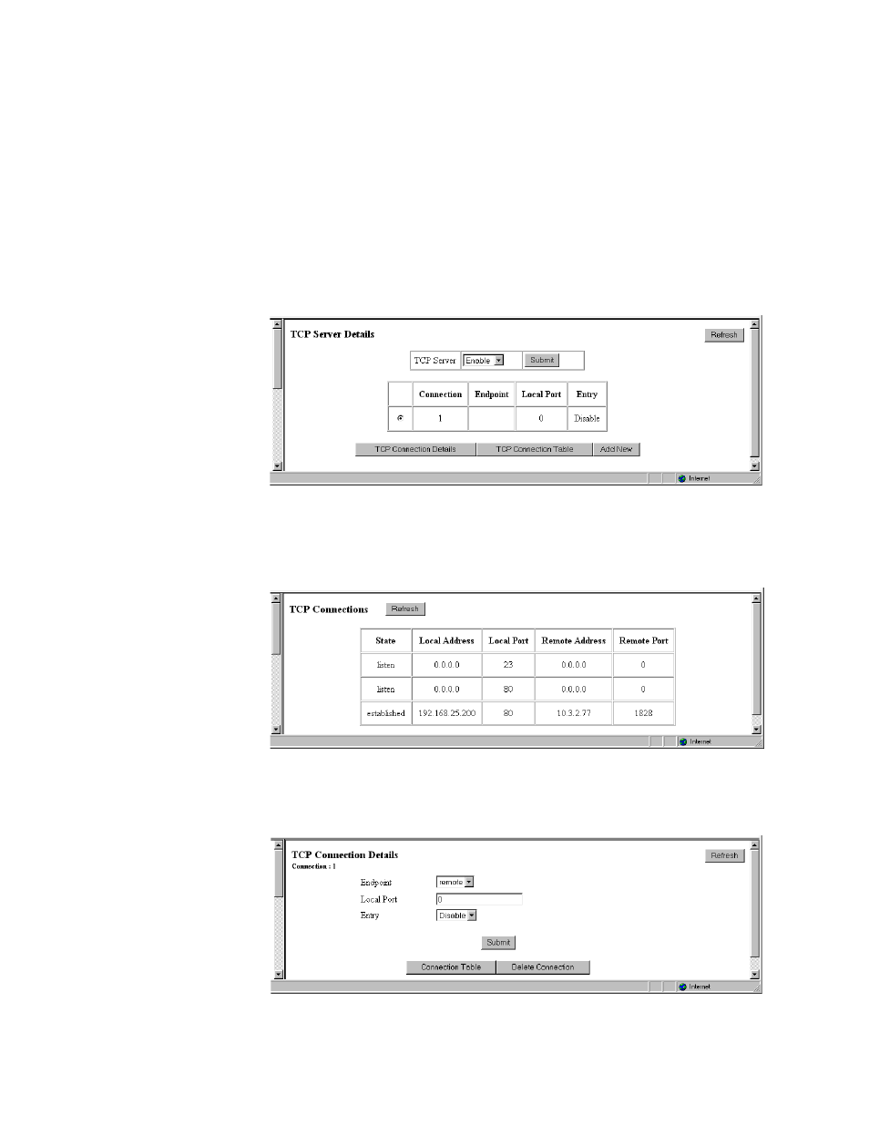 Tcp server, Tcp server screen, Tcp server -69 | Tcp server screen -69 | Verilink WANsuite 7205 (34-00317.B) Product Manual User Manual | Page 99 / 221