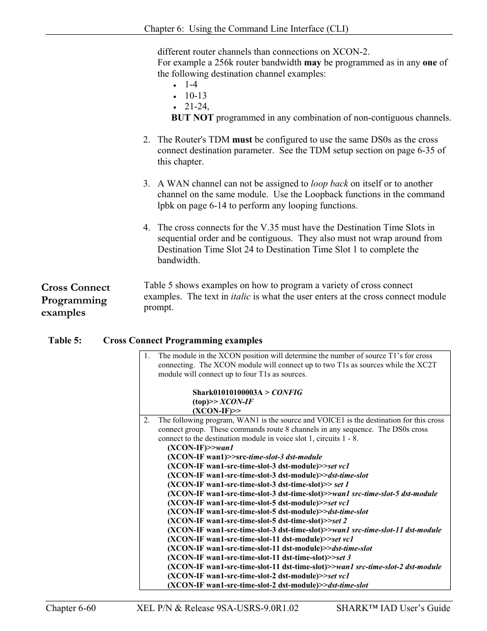 Cross connect programming examples, Cross connect programming examples -60, Able | Ross, Onnect, Rogramming examples | Verilink XEL XSP-100 SHARK IAP (9SA-USRS-9.0R1.02) Product Manual User Manual | Page 176 / 262