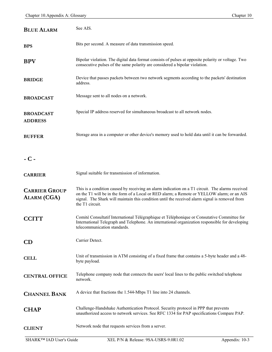 Cga), Ccitt, Chap | Verilink XEL XSP-100 SHARK IAP (9SA-USRS-9.0R1.02) Product Manual User Manual | Page 245 / 262