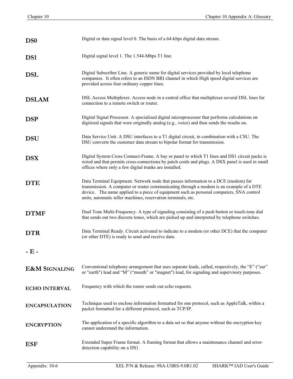 Dslam, Dtmf, E - e&m s | Verilink XEL XSP-100 SHARK IAP (9SA-USRS-9.0R1.02) Product Manual User Manual | Page 248 / 262