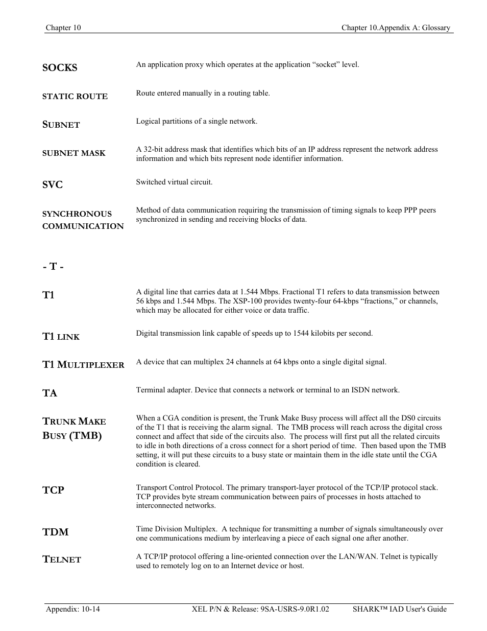 Socks, T - t1, T1 m | Tmb) | Verilink XEL XSP-100 SHARK IAP (9SA-USRS-9.0R1.02) Product Manual User Manual | Page 256 / 262