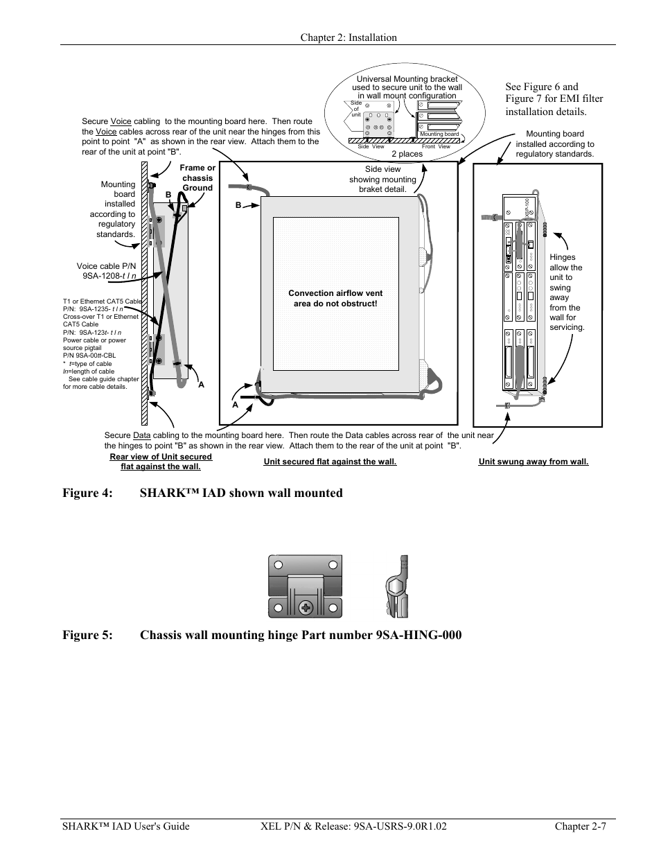 Igure, Shark™ iad, Shown wall mounted | Hassis wall mounting hinge, Art number, 9sa-hing-000 -7 | Verilink XEL XSP-100 SHARK IAP (9SA-USRS-9.0R1.02) Product Manual User Manual | Page 27 / 262