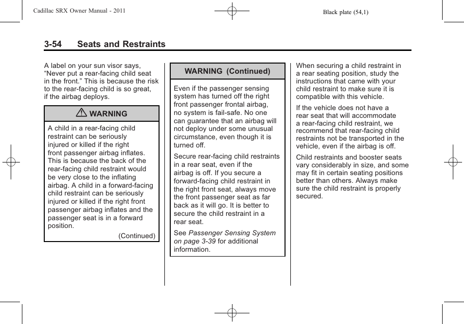 Cadillac 2011 SRX User Manual | Page 118 / 498