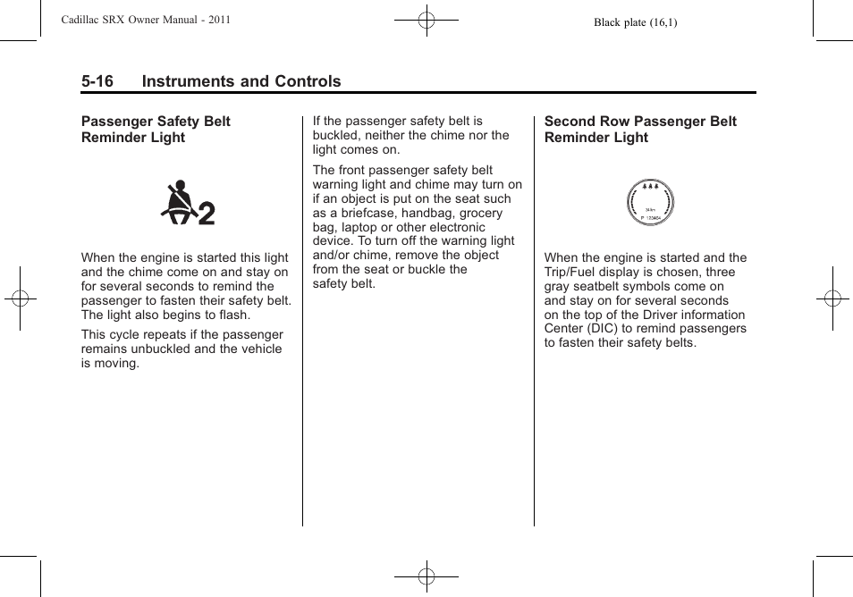 16 instruments and controls | Cadillac 2011 SRX User Manual | Page 162 / 498