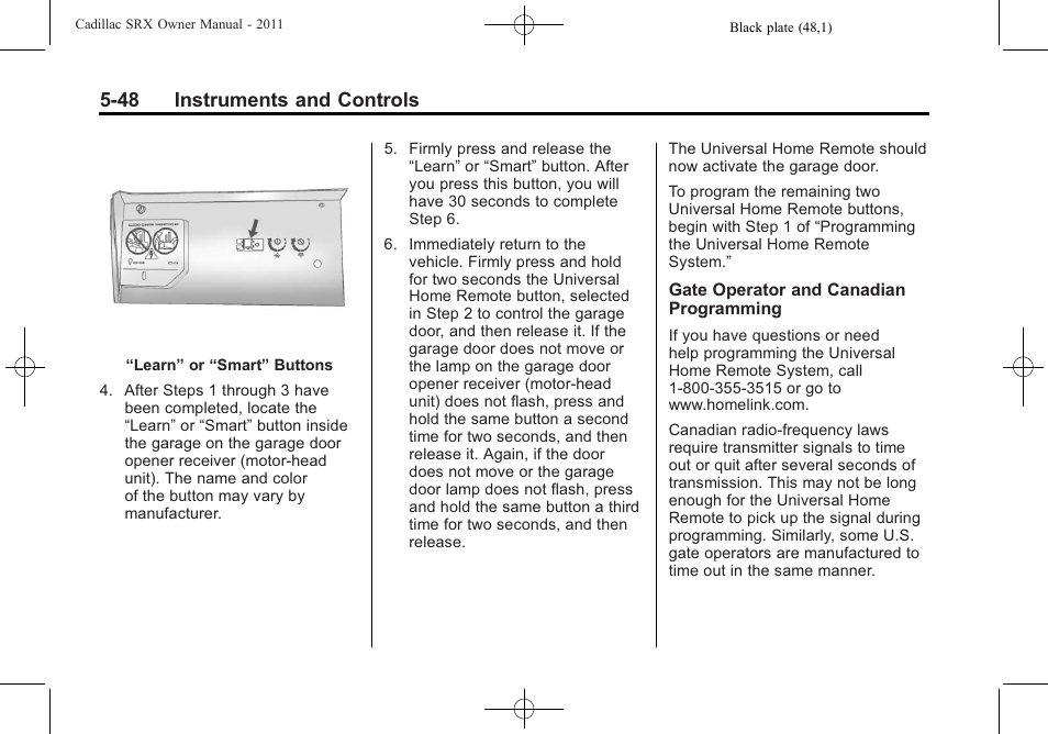 48 instruments and controls | Cadillac 2011 SRX User Manual | Page 194 / 498