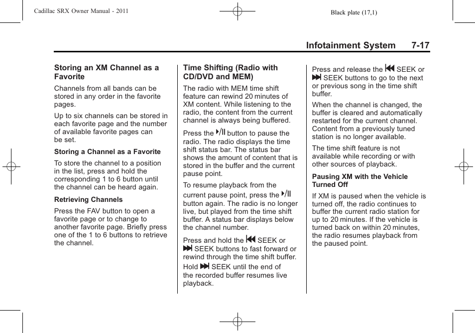 Cadillac 2011 SRX User Manual | Page 221 / 498