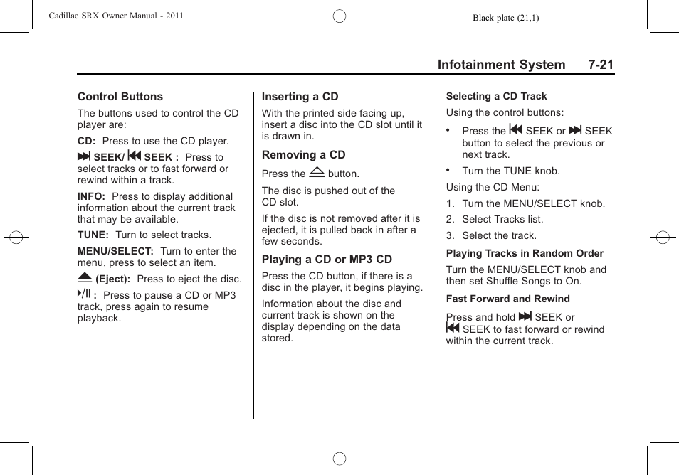 Cadillac 2011 SRX User Manual | Page 225 / 498