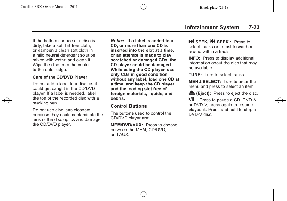 Cadillac 2011 SRX User Manual | Page 227 / 498