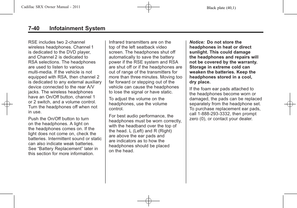 40 infotainment system | Cadillac 2011 SRX User Manual | Page 244 / 498