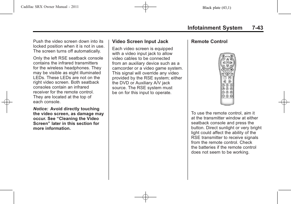 Infotainment system 7-43 | Cadillac 2011 SRX User Manual | Page 247 / 498