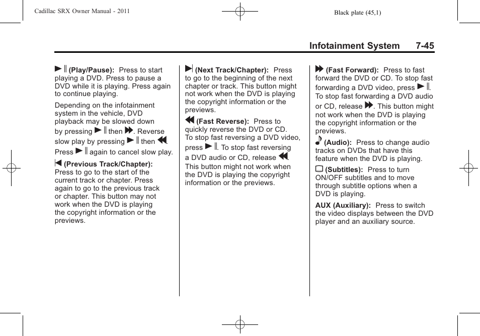 Cadillac 2011 SRX User Manual | Page 249 / 498