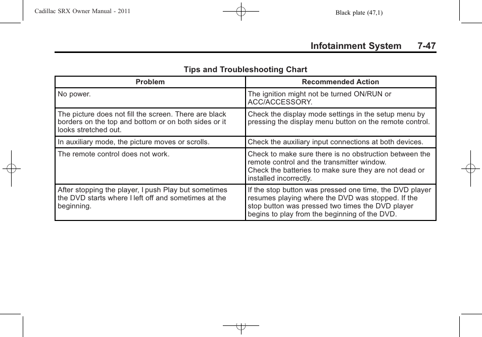 Infotainment system 7-47 | Cadillac 2011 SRX User Manual | Page 251 / 498