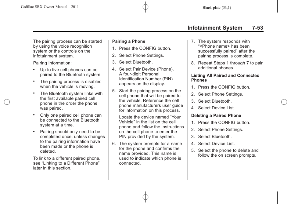 Infotainment system 7-53 | Cadillac 2011 SRX User Manual | Page 257 / 498