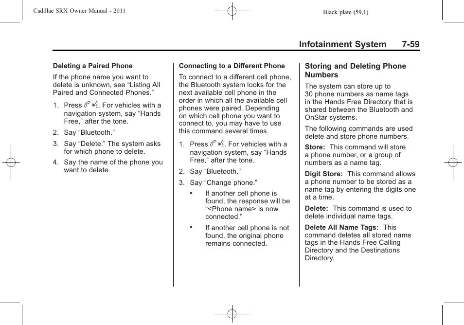 Infotainment system 7-59 | Cadillac 2011 SRX User Manual | Page 263 / 498