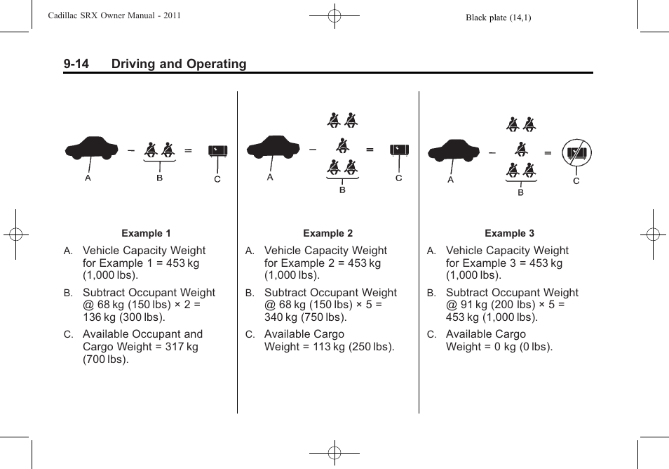 14 driving and operating | Cadillac 2011 SRX User Manual | Page 290 / 498