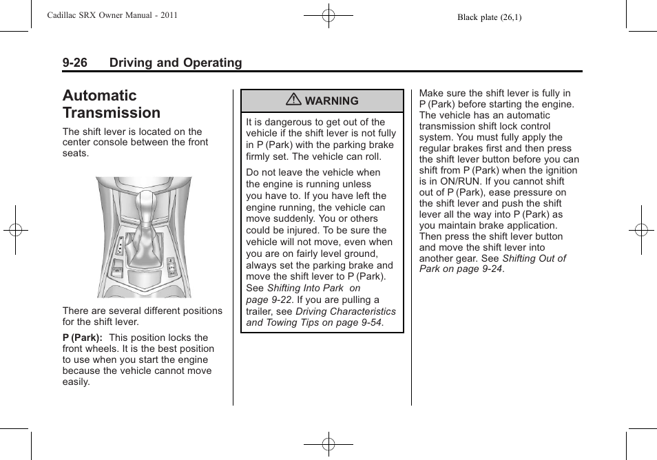 Automatic transmission, Automatic transmission -26, Transmission -26 | Cadillac 2011 SRX User Manual | Page 302 / 498