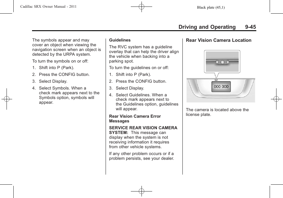 Driving and operating 9-45 | Cadillac 2011 SRX User Manual | Page 321 / 498