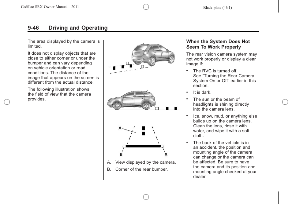 46 driving and operating | Cadillac 2011 SRX User Manual | Page 322 / 498