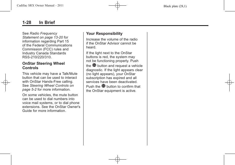 Cadillac 2011 SRX User Manual | Page 34 / 498