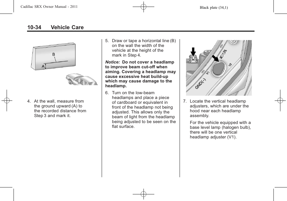 34 vehicle care | Cadillac 2011 SRX User Manual | Page 372 / 498