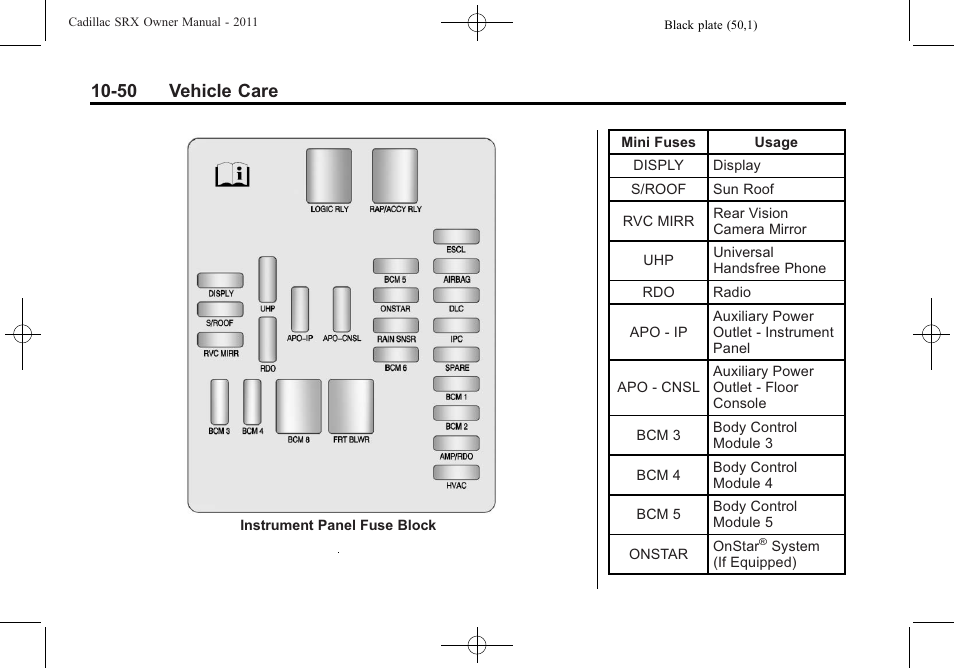 50 vehicle care | Cadillac 2011 SRX User Manual | Page 388 / 498